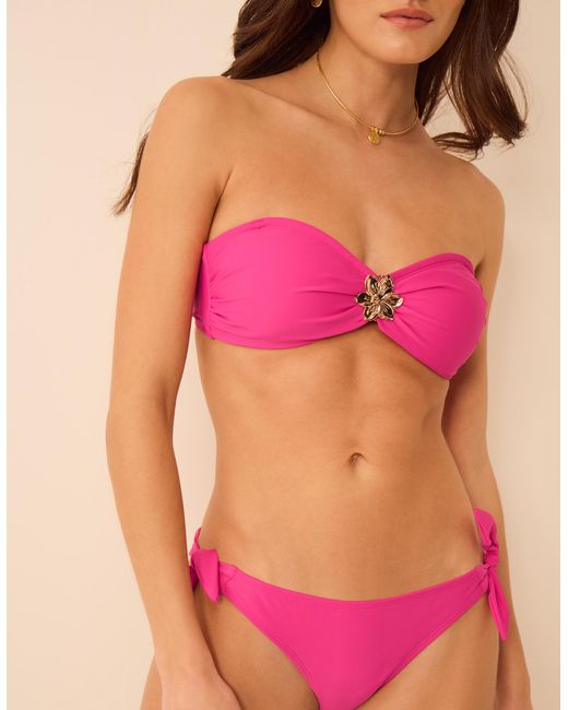 Accessorize Pink Flower Buckle Bandeau Bikini Top