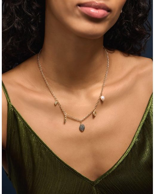 Accessorize Black 14Ct-Plated Ocean Charm Necklace