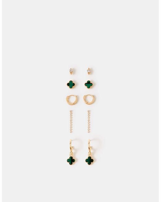 Accessorize White 5-Pack Clover Stud & Hoop Earrings