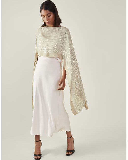 Accessorize Natural Sequin Embellished Poncho