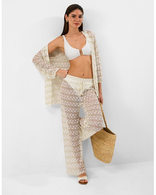 Accessorize White Tropical Jacquard Bikini Top