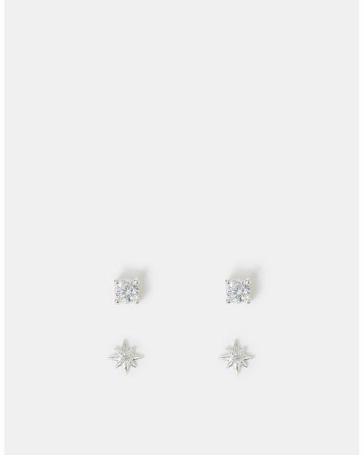 Accessorize Natural 2-Pack Sterling-Plated Star Stud Earrings