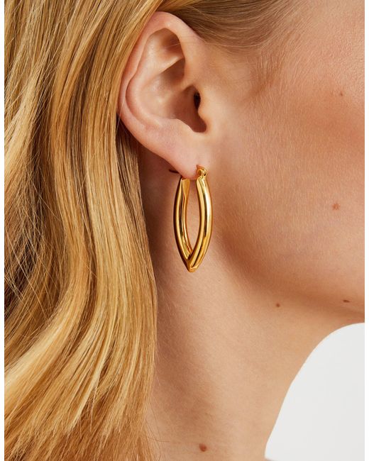Accessorize Metallic 14Ct-Plated V-Shaped Hoop Earrings