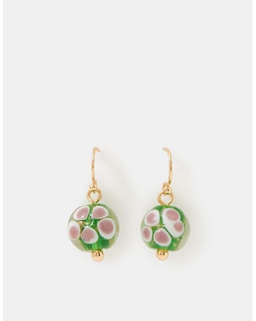 Accessorize Green Glass Bead Drop Earring