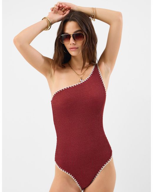 Accessorize Red One-Shoulder Shaping Swimsuit