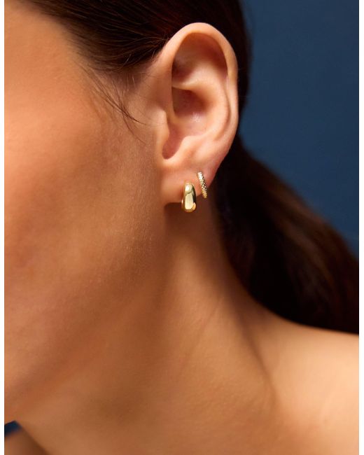 Accessorize White 3-Pack 14Ct-Plated Chunky Huggie Hoop Earrings
