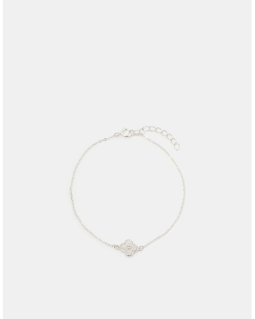 Accessorize White Sterling Mother Of Pearl Clover Bracelet