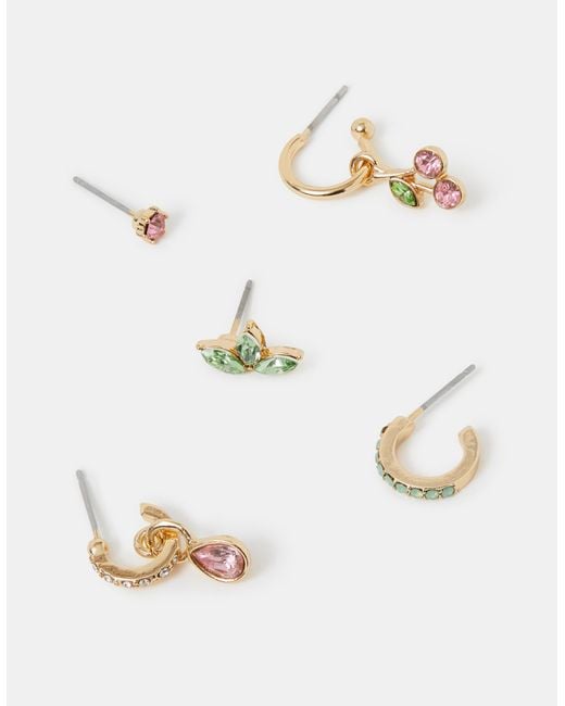 Accessorize White 5-Pack Cherry Stud & Hoop Earrings