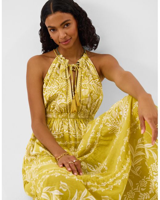 Accessorize Floral Halter Neck Midi Dress in Yellow | Lyst UK