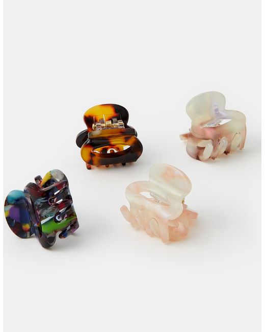 Accessorize Natural Mini Oval Resin Claw Clips 4 Pack
