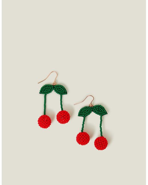 Accessorize Brown Cherry Beaded Drop Earrings