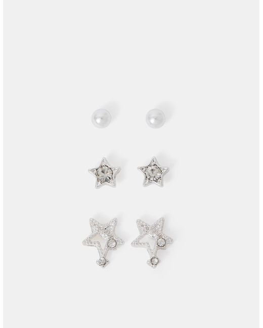 Accessorize Natural 3-Pack Shooting Star Stud Earrings