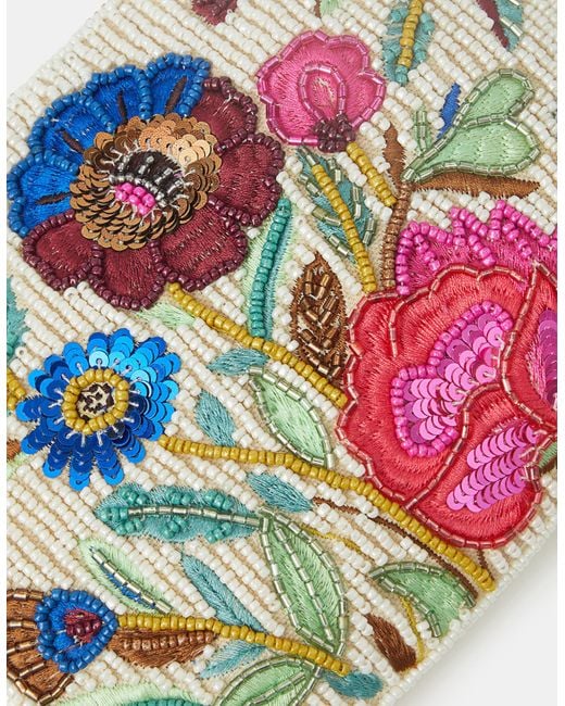 Accessorize Red Floral Beaded Pouch