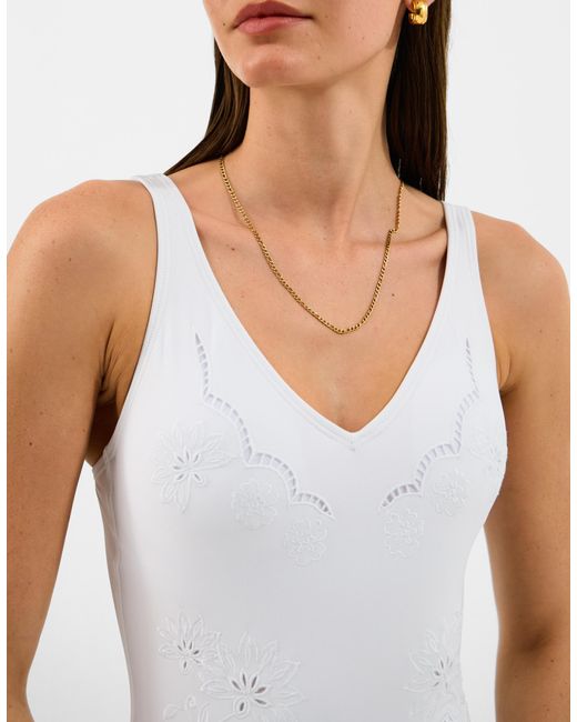 Accessorize White Floral Cutwork Swimsuit