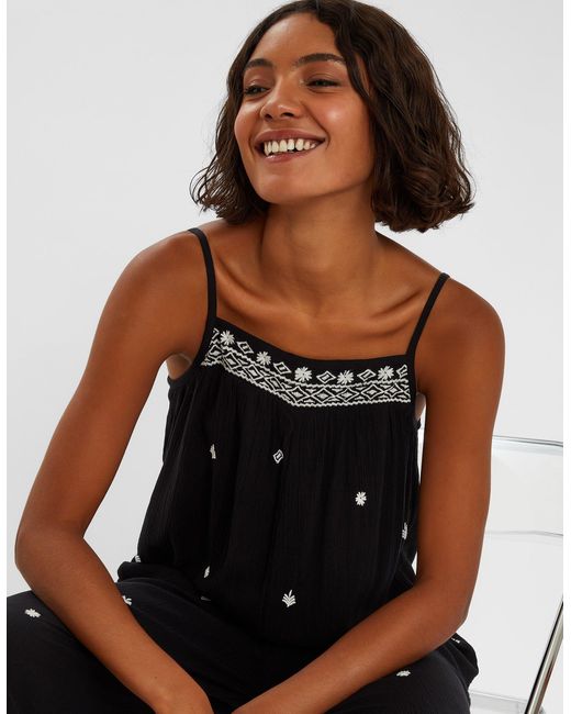 Accessorize Black Embroidered Beach Jumpsuit