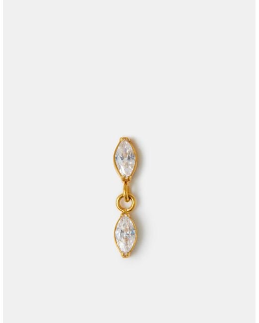 Accessorize White 14Ct-Plated Titanium Marquise Drop Flatback Stud