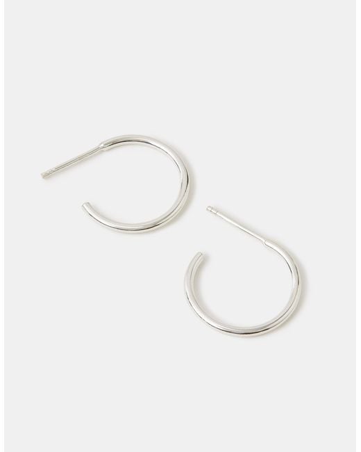 Accessorize Natural Sterling Small Hoop Earrings