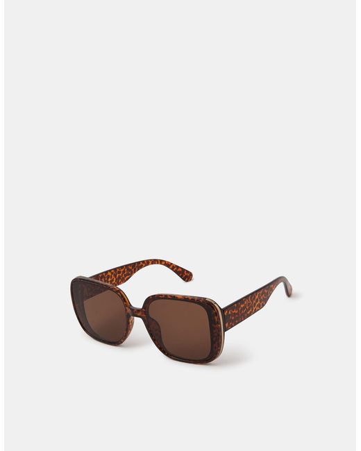 Accessorize Pink Square Leopard Print Sunglasses