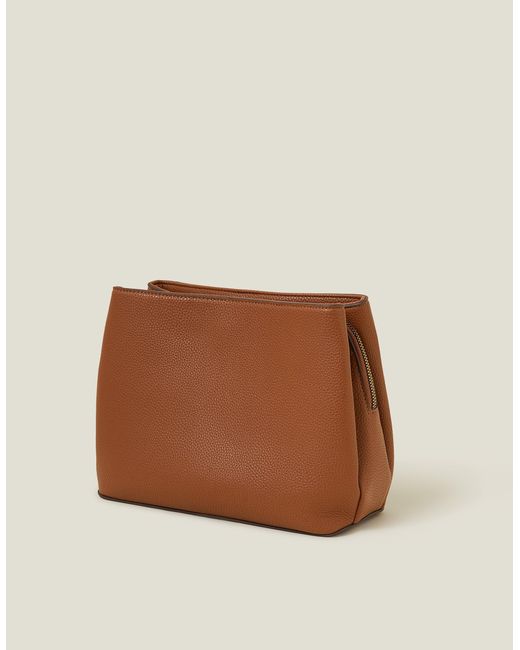 Accessorize Brown Faux Leather Webbing Strap Crossbody Bag