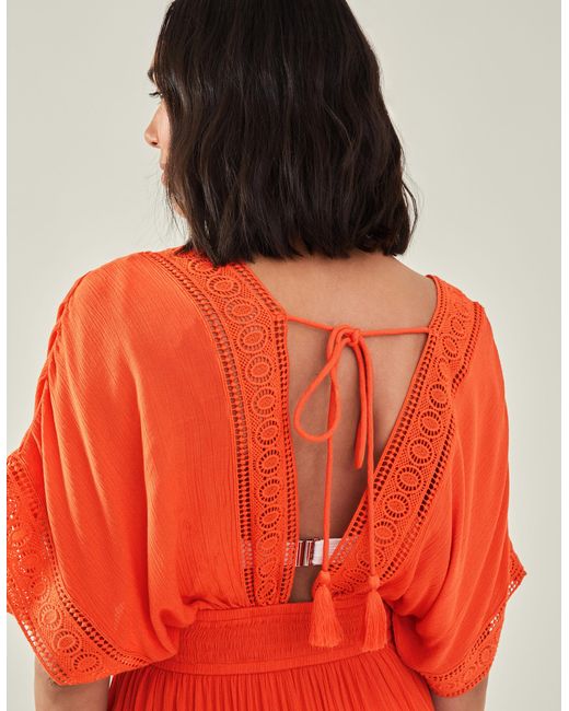 Accessorize Short Embroidered Kaftan Orange