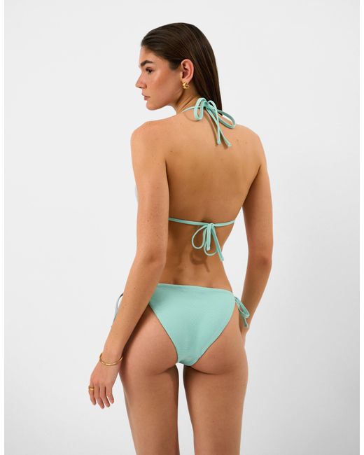 Accessorize Green Bead Strap Textured Bikini Top