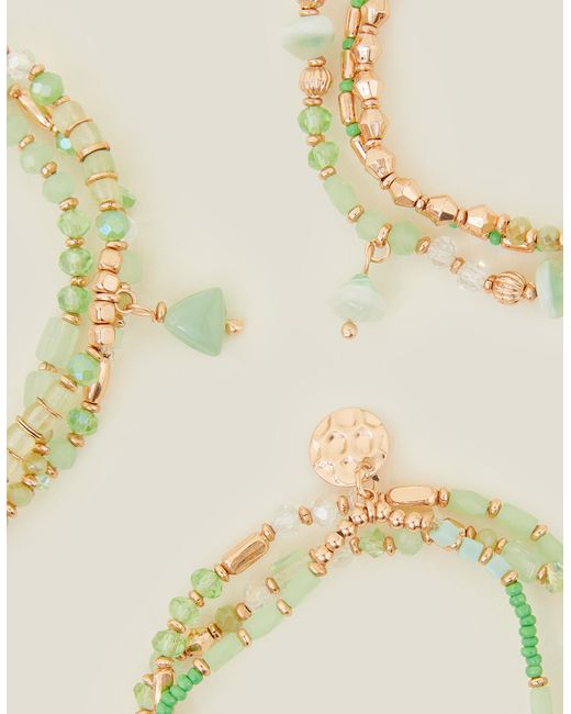 Accessorize Yellow Women's Green/gold Beaded Bracelets Multipack