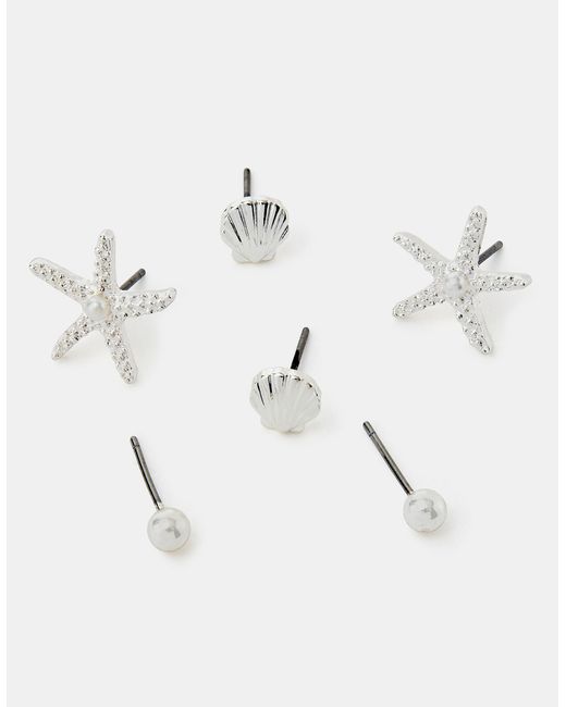Accessorize White 3-Pack Starfish Stud Earrings