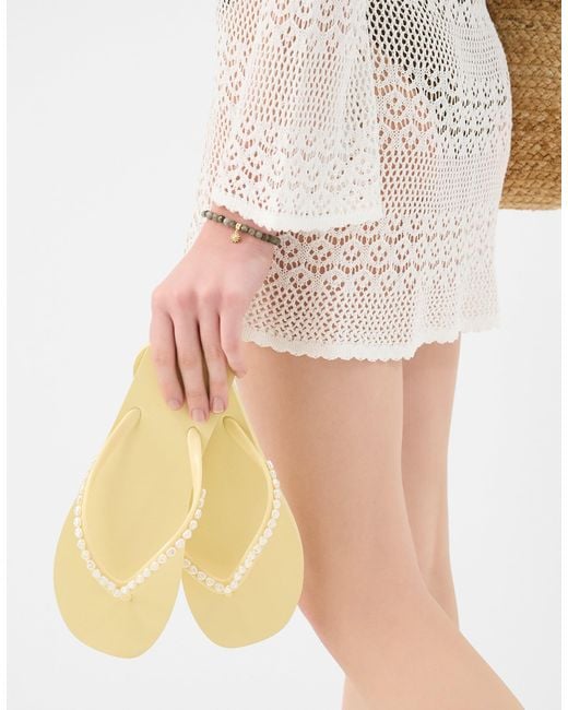 Accessorize White Pearl Flip Flops