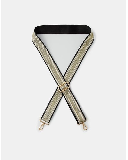 Accessorize Black Metallic Stripe Webbing Strap