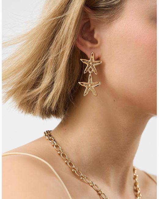 Accessorize Brown Double Starfish Drop Earrings