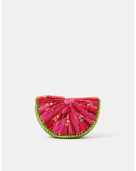 Accessorize Red Beaded Watermelon Coin Purse
