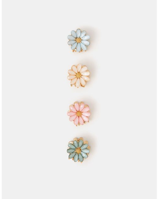 Accessorize Natural 4-Pack Mini Gemstone Flower Claw Clips