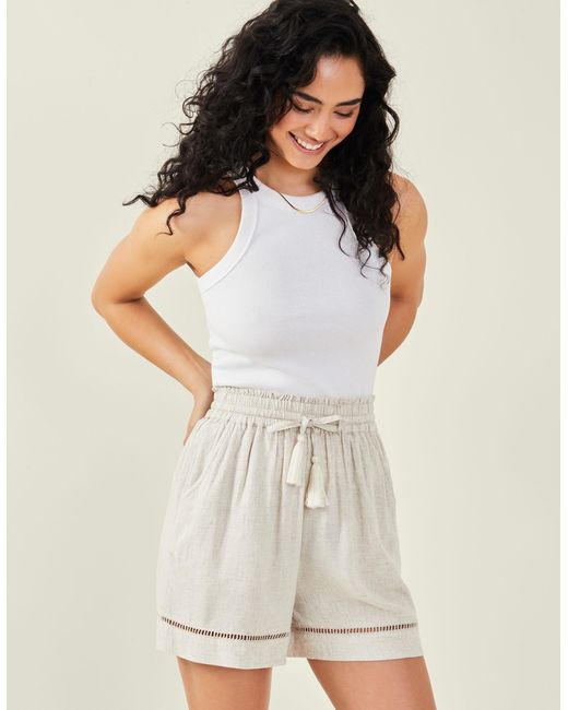 Accessorize White Women's Longline Embroidered Shorts Camel