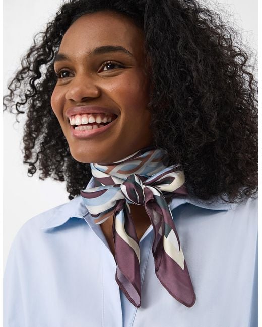 Accessorize White Link Print Square Satin Scarf