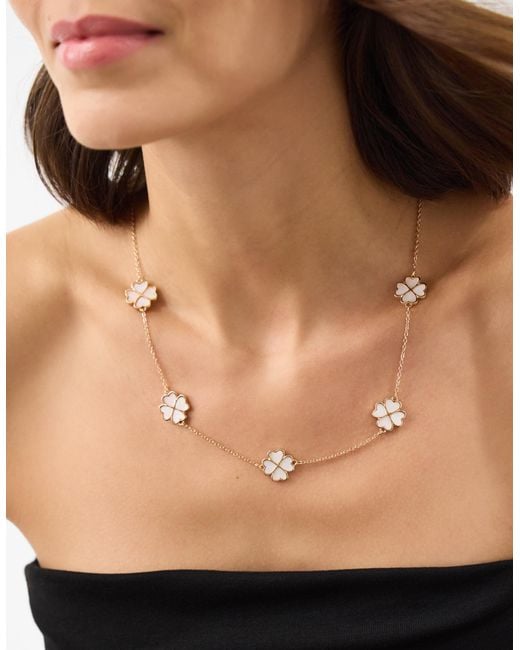 Accessorize White Lucky Clover Station Necklace