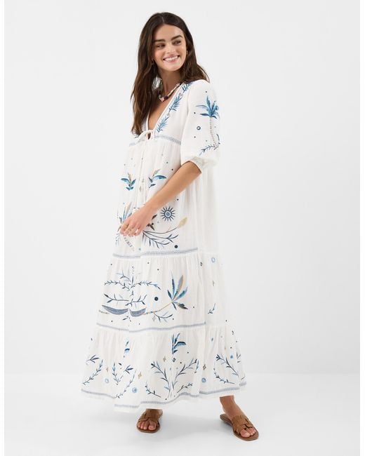 Accessorize White Celestial Embroidered Maxi Dress