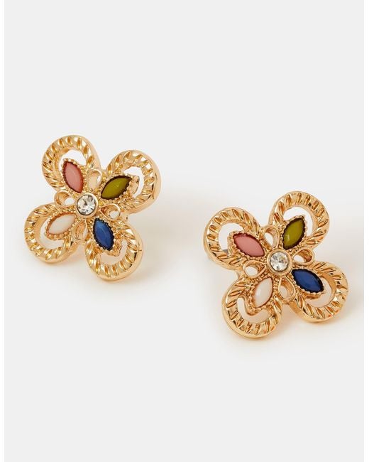 Accessorize Metallic Clover Cut Out Stud Earrings