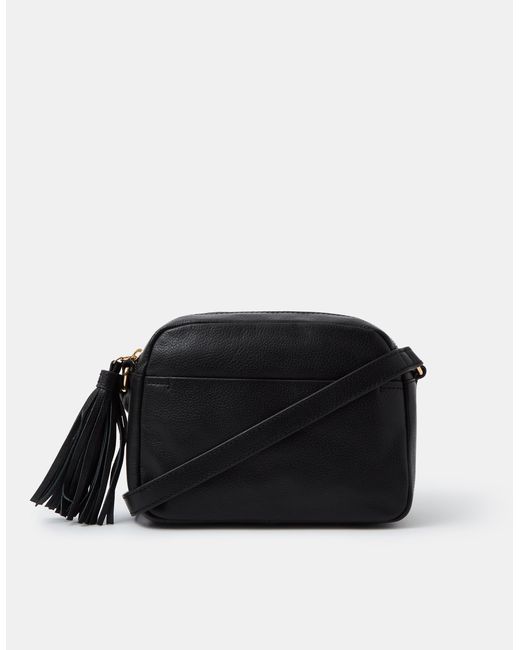 Accessorize Red Tassel Leather Crossbody Bag
