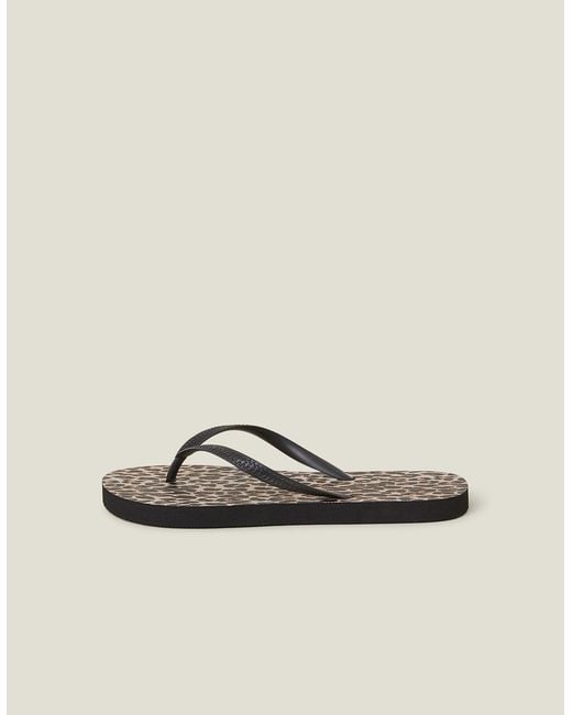 Accessorize Natural Leopard Print Flip Flops
