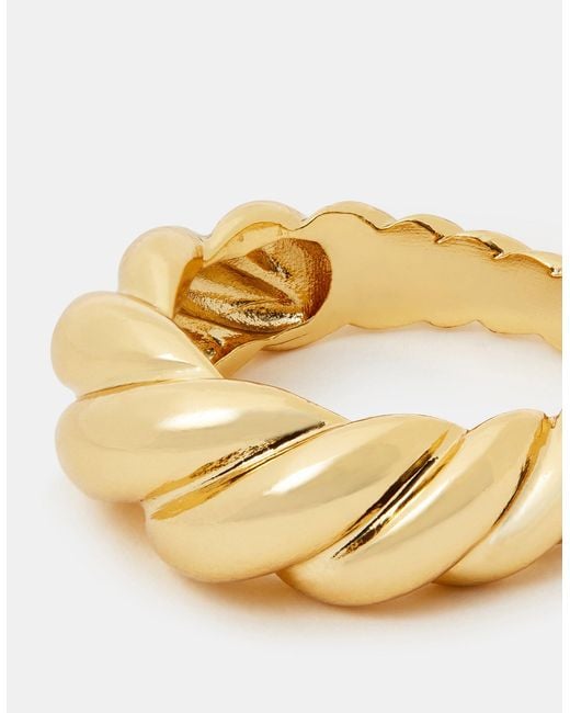 Accessorize Natural 14Ct-Plated Twisted Wave Ring
