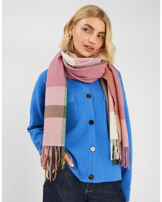Accessorize Pink Check Print Blanket Scarf