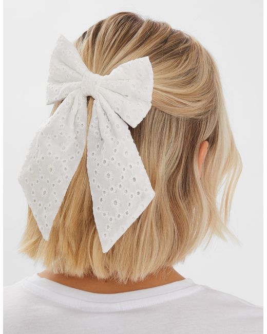 Accessorize Natural Broderie Bow Barrette Hair Clip