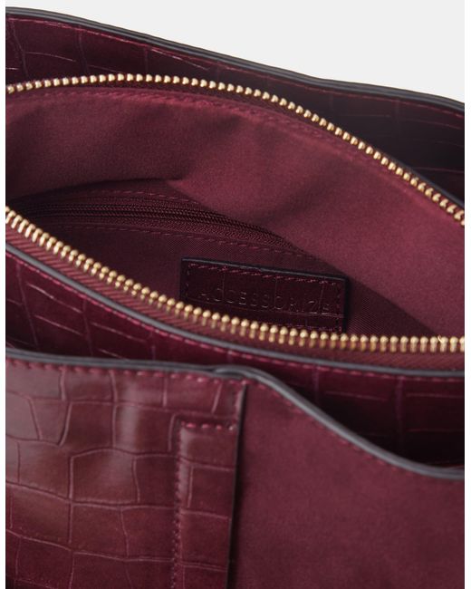 Accessorize Purple Faux Croc Crossbody Bag