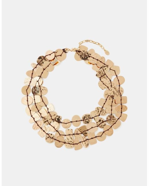 Accessorize Metallic Textured Disc Layered Necklace