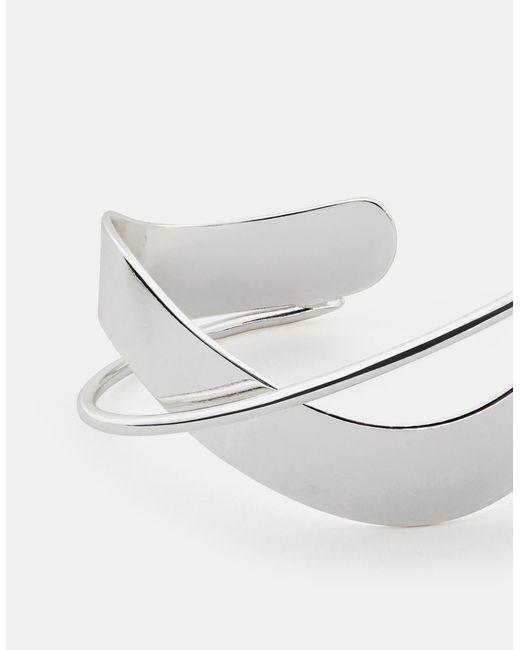 Accessorize White Sterling-Plated Crossover Bangle Bracelet