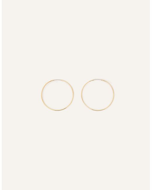 Accessorize Natural 14Ct-Plated Medium Hoop Earrings