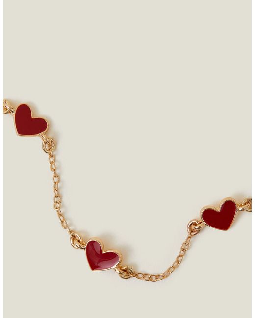 Accessorize Natural Red Enamel Heart Bracelet