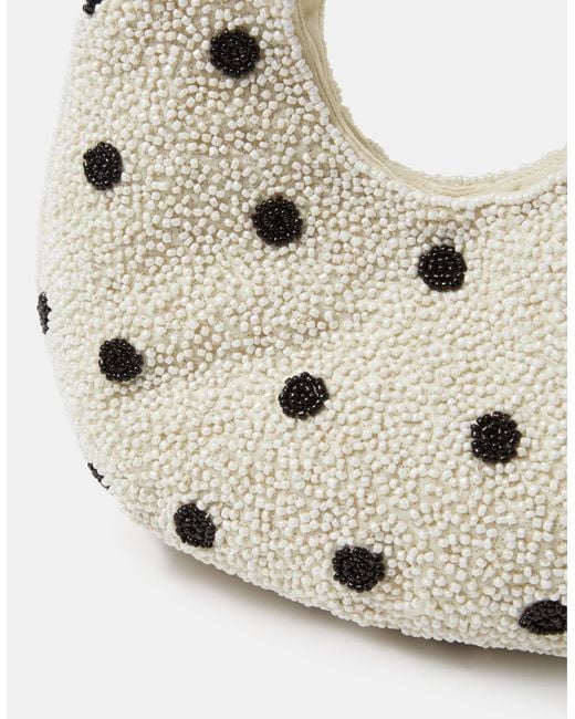 Accessorize White Polka Dot Beaded Bag
