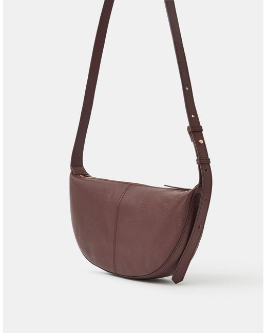 Accessorize Brown Leather Sling Crossbody Bag