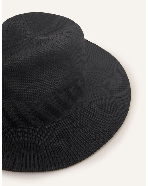 Accessorize Black Woven Packable Fedora Hat